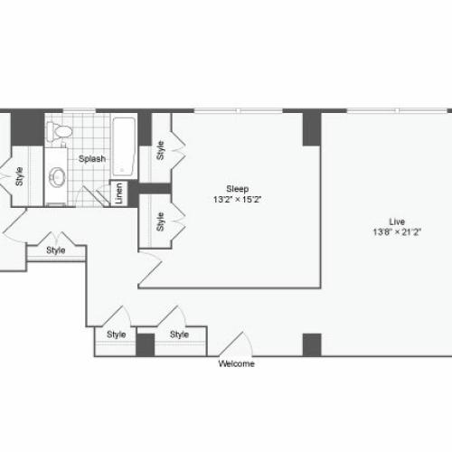 2 Bedroom Floor Plan | Baltimore Apartments Near Johns Hopkins | The Social North Charles