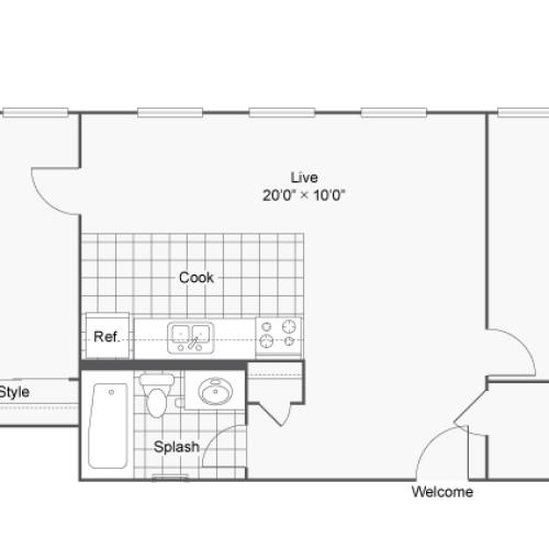 Floor Plan 17 | 2 Bedroom Apartments Denver | Renew on Stout