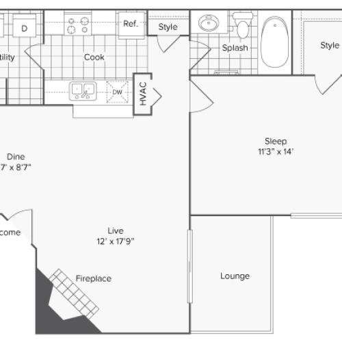 Plano 1 Bed Apartment ReNew North Park