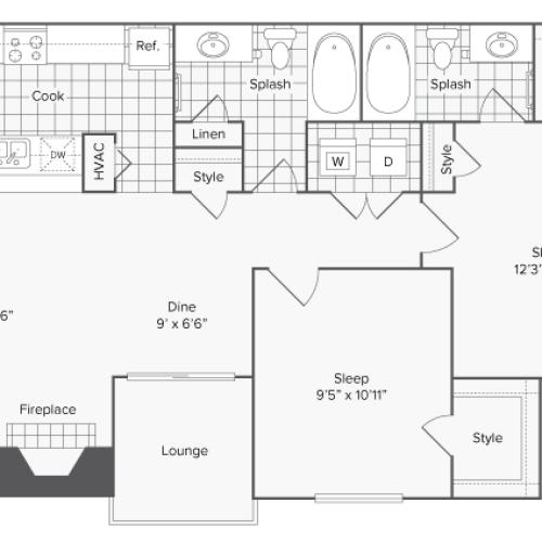 Plano 1 Bed Apartment ReNew North Park