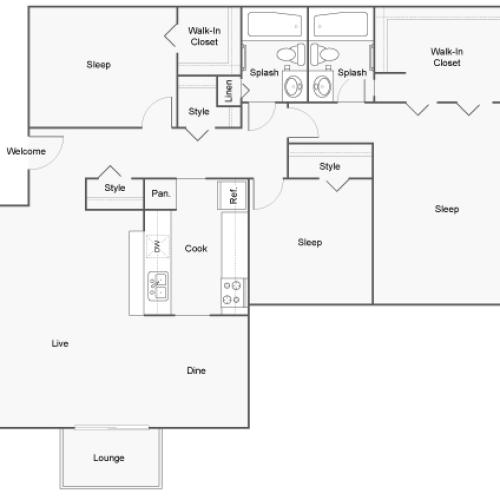 Floor Plan Images | ReNew Hyde Park Apartment Homes for Rent in Midland TX 79707