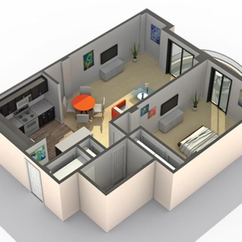 1 Bedroom Floor Plan | Apartments in Wheaton IL | ReNew Wheaton Center