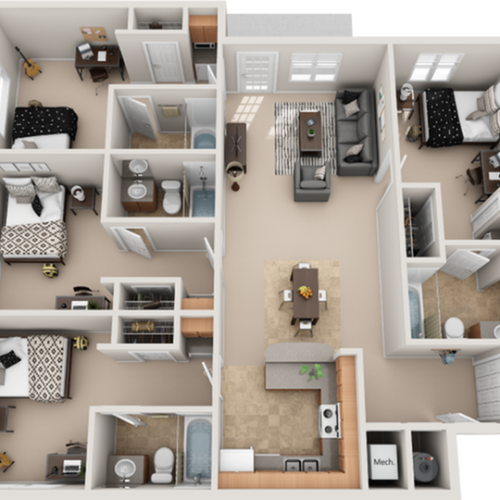 3D Floor Plan Image | The Social 2700