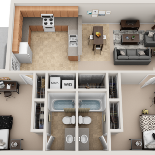 3D Floor Plan Image | The Social 2700