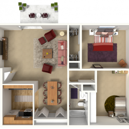 One Bedroom B 1 Bed Apartment Arbor Lakes at Middleton