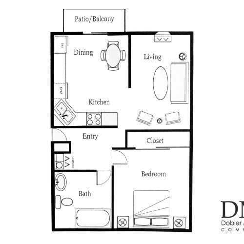 One bedroom floor plan