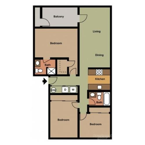 3 Bedroom 2 Bath Deluxe