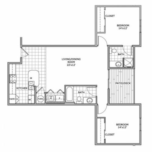 floor plan image of a 2 bedroom apartment
