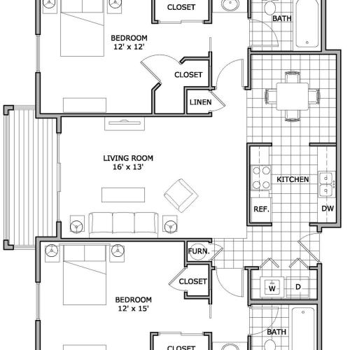 2 bedroom apartment home at The Abbey