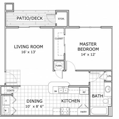 Sherwood Villlage 1 Bedroom floor plan