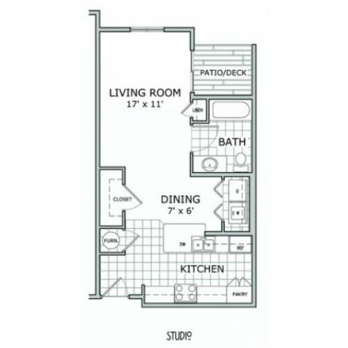 floor plan image of studio apartment home