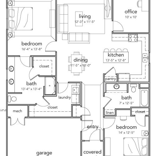 2 Bedroom Deluxe Floor Plan Image