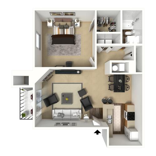 1 BR x 1 BA