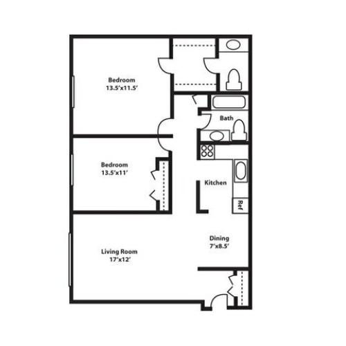 One Bedroom 1 Bed Apartment Centerline Plaza Apartments