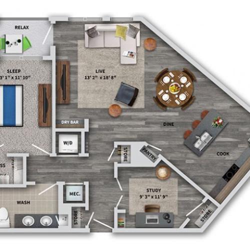 B4b 2 Bed Apartment AMLI Dry Creek