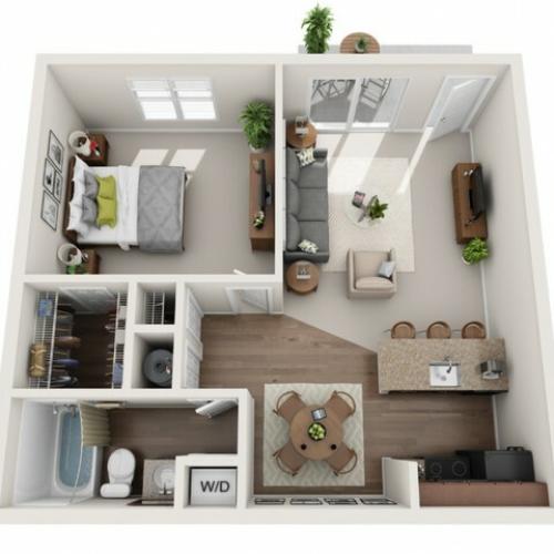 One Bedroom One Bathroom floor plan