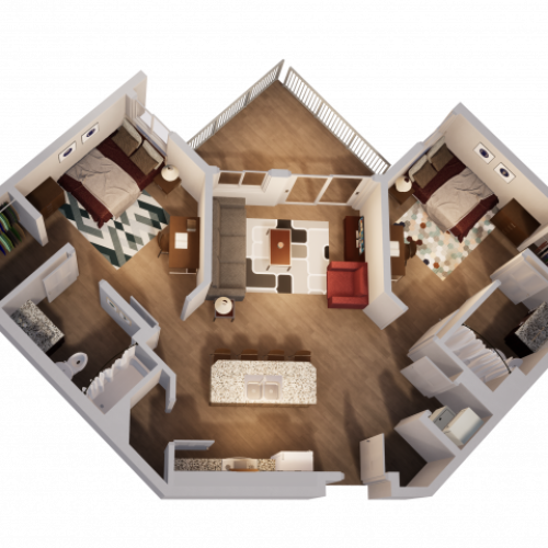 2 Bed 2 Bath Corner