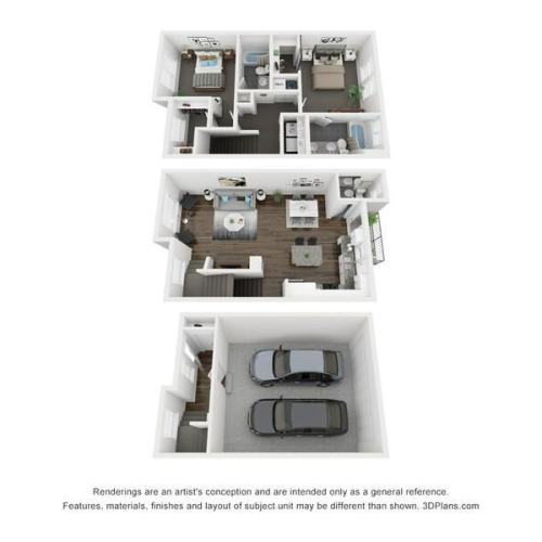 2 Bed 2.5 Bath Townhome B