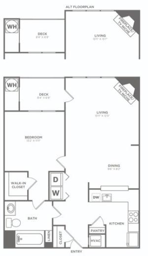 One Bedroom One Bath (755 SF)