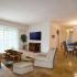 Living room and dining room with parquet floors balcony