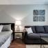 Bed and couch in studio apartment