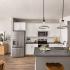 kitchen island and white custom cabinets
