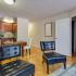 Living room and kitchen at Park East Apartments in Adams Morgan