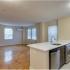 Kitchen and living area at Harvard Village Apartments in Adams Morgan