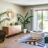 Furnished living room with patio