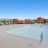 Rooftop pool with lounge chairs
