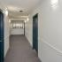 Hallway with blue doors