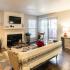 Furnished living room with fireplace