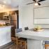 Dining room table and kitchen