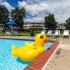 Resident pool and lounge chairs at The Commons at Fallsington Apartments