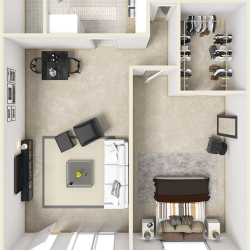 Bel-Air 1 bedroom 1 bathroom floor plan