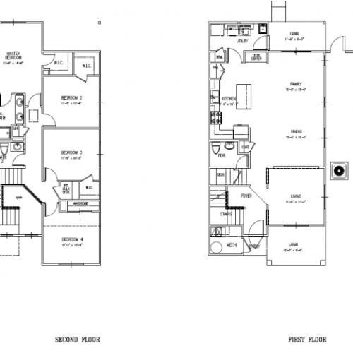 4-bedroom new duplex on Schofield, Wheeler, HMR, floor plan, 1950 sq ft, 4 bedrooms, 2.5 baths, fenced in, one car garage