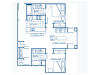 A blueprint of a two bedroom floor plan. | Apartments in Louisville, KY | Bellamy Louisville