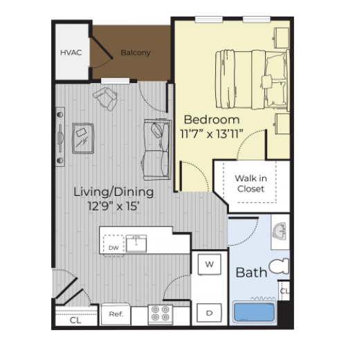 One Bedroom Annex floor plan