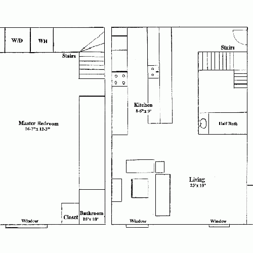 1X1.5-A18TH Floor Plan | 1 Bedroom with 1.5 Bath | 788 Square Feet | Alpha Mill | Apartment Homes