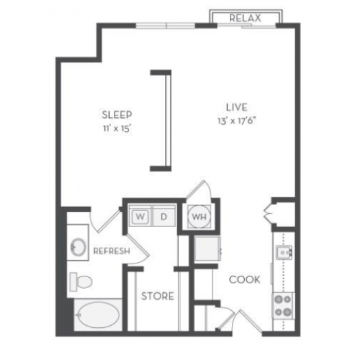 The Watt Floor Plan | 1 Bedroom with 1 Bath | 780 Square Feet | Cottonwood Westside | Apartment Homes