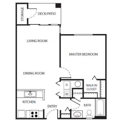 A1 Floor Plan | 1 Bedroom with 1 Bath | 636 Square Feet | Scott Mountain | Apartment Homes