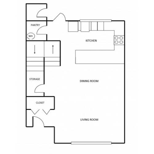 C4 Townhome Floor Plan 2 | 3 Bedroom with 2 Bath | 1365 Square Feet | Scott Mountain | Apartment Homes