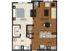 AA1 Floor Plan | 1 Bedroom 1 Bath | 792 Square Feet | Parc Westborough | Apartment Homes