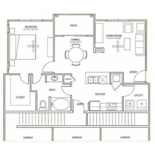 Eastgate Floor Plan | 1 Bedroom with 1 Bath | 840 Square Feet | Retreat at Stafford | Apartment Homes