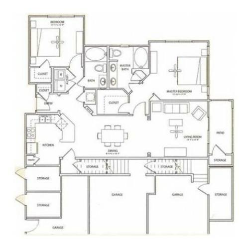 Lichfield Floor Plan | 2 Bedroom with 2 Bath | 1181 Square Feet | Retreat at Stafford | Apartment Homes