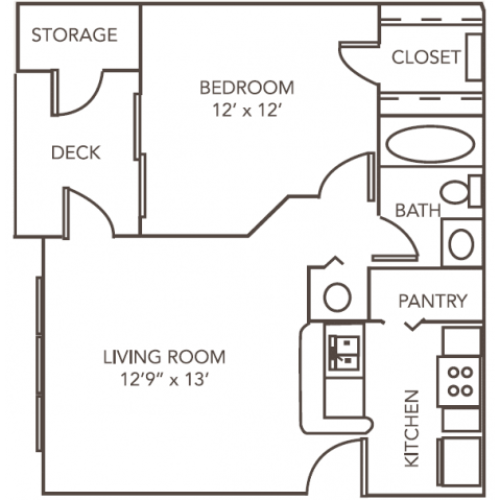 Renovated Ash Floor Plan | 1 Bedroom with 1 Bath | 603 Square Feet | 1070 Main | Apartment Homes