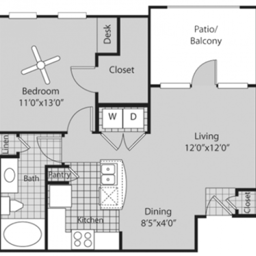 Renovated A1 Floor Plan | 1 Bedroom with 1 Bath | 688 Square Feet | Bluffs at Vista Ridge | Apartment Homes
