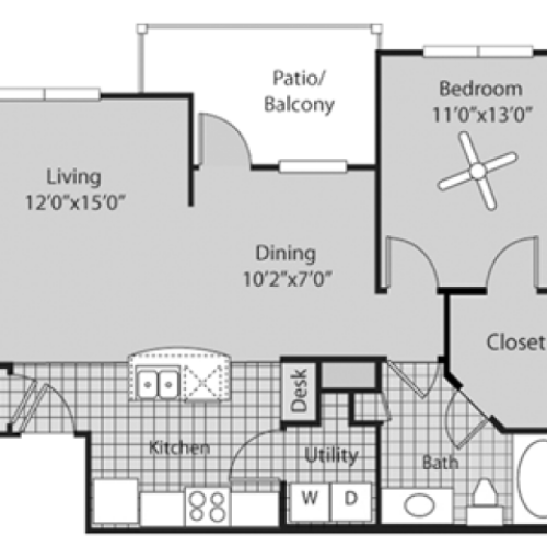 Renovated A2A Floor Plan | 1 Bedroom with 1 Bath | 846 Square Feet | Bluffs at Vista Ridge | Apartment Homes