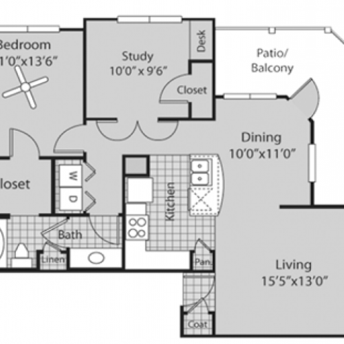 Renovated B1 Floor Plan | 2 Bedroom with 1 Bath | 971 Square Feet | Bluffs at Vista Ridge | Apartment Homes