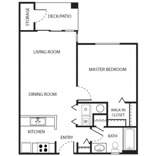 A1r Floor Plan | 1 Bedroom with 1 Bath | 636 Square Feet | Scott Mountain | Apartment Homes